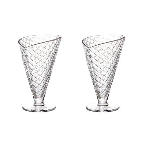 Juego de 2 vasos de vidrio para helado de 220ml de 9.8×16.5cm