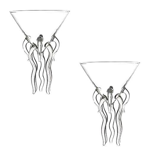 Juego de 2 copas con base tipo pulpo de 150ml de 9×12.5cm