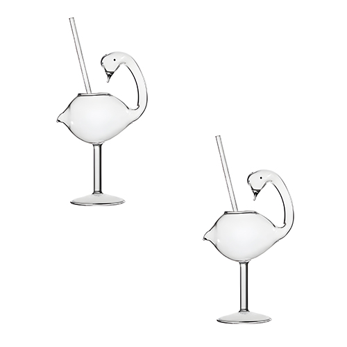 Juego de 2 copas de vidrio diseño cisne de 150 ml de 12.5×5.5x20cm