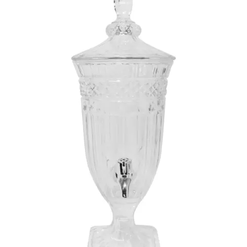 Jarra de 2L con tapa y grifo de vidrio transparente de 15.5×15.5×54.4cm