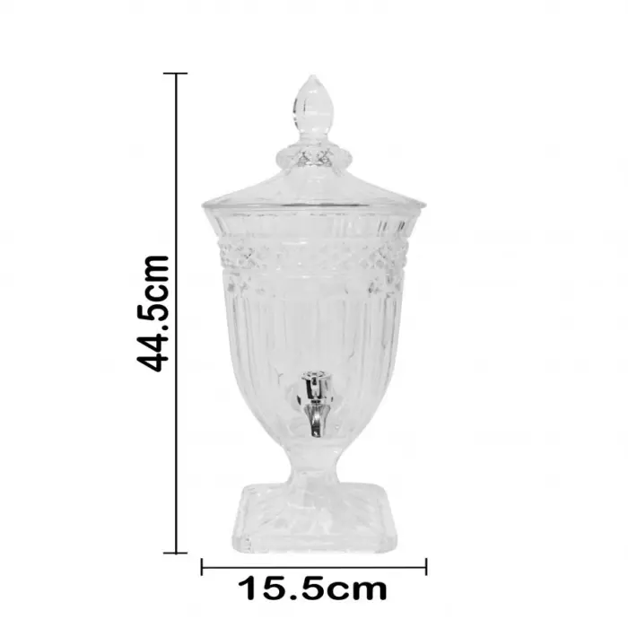 Jarra de 2L con tapa y grifo de vidrio transparente de 15.5x15.5x54.4cm - Image 4