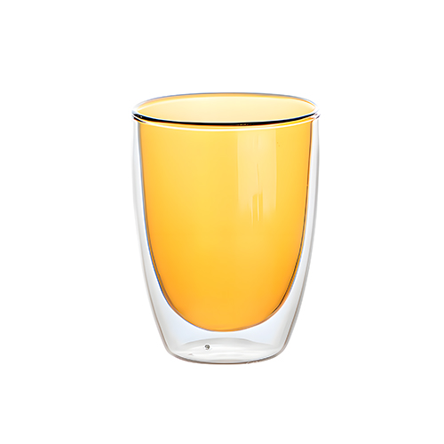 Taza de vidrio de doble forro ámbar de 350 ml de 8.5×8.11.5cm