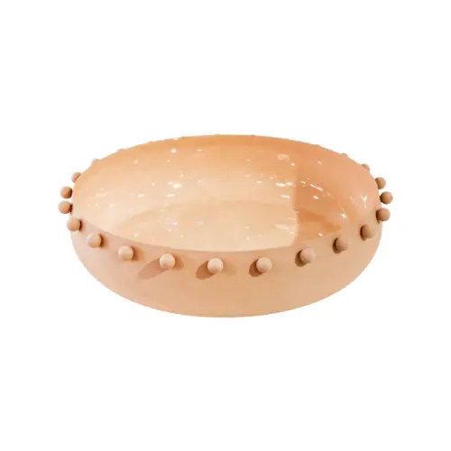 Bowl de metal beige de 32.5×32.5×7.5cm