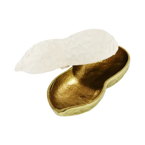 Estuche de metal diseño cacahuate café con dorado de 16×7.5x7cm