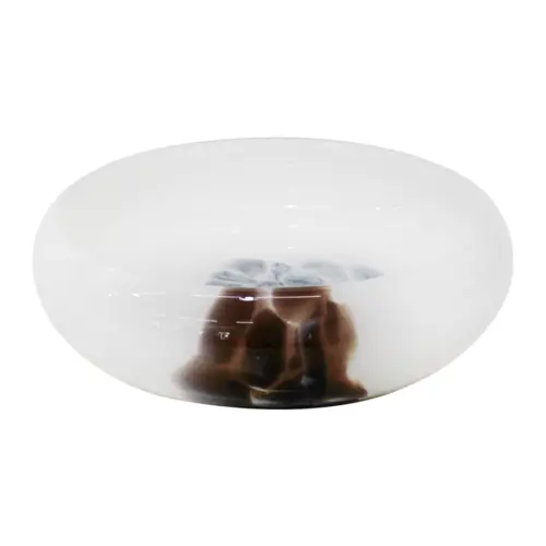Cuenco de vidrio blanco con cafe de 24x6cm