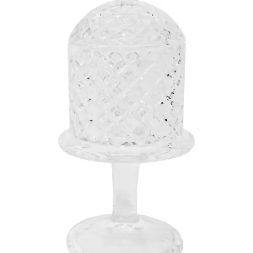 Candelabro de vidrio transparente con capelo de 10x10x20cm