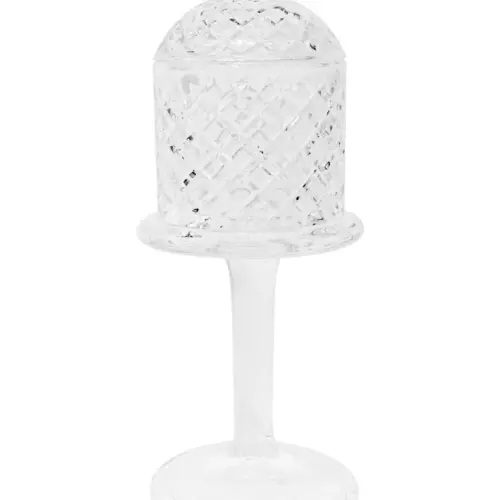 Candelabro de vidrio transparente con capelo de 10x10x25m