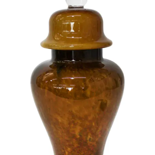 Tibor de vidrio de color marrón de 19x36cm