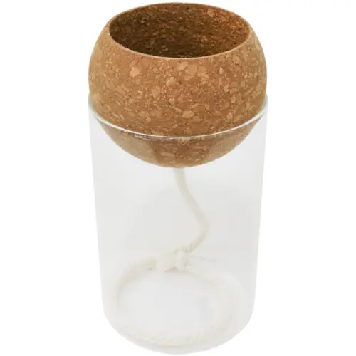 Frasco de vidrio con tapón de corcho de 10x10x20cm