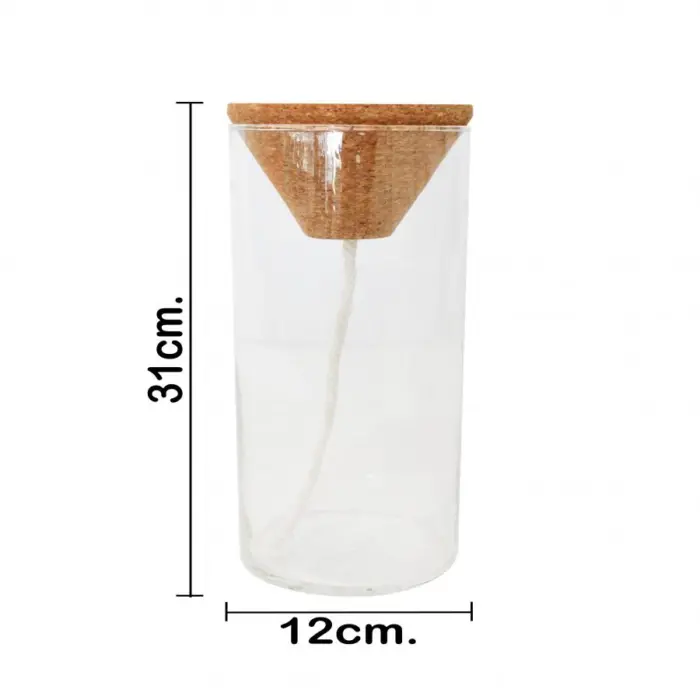 Frasco de vidrio con tapón de corcho triangular de 12x12x30cm - Image 4