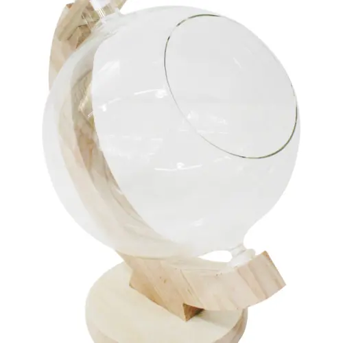 Esfera hidropónica de vidrio con base blanca de 25x20x31cm