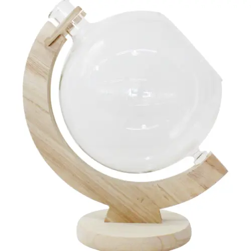 Esfera hidropónica de vidrio con base blanca de 25x20x31cm