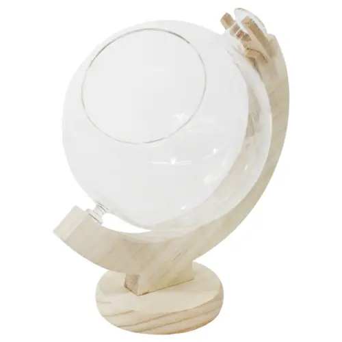 Esfera hidropónica de vidrio con base blanca de 19x15x22cm