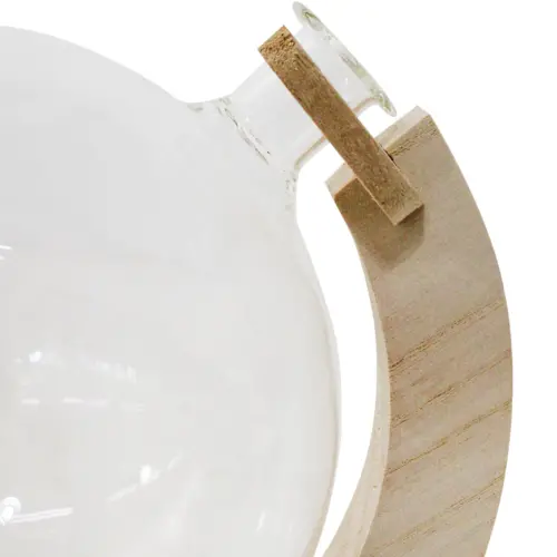 Esfera hidropónica de vidrio con base blanca de 19x15x22cm
