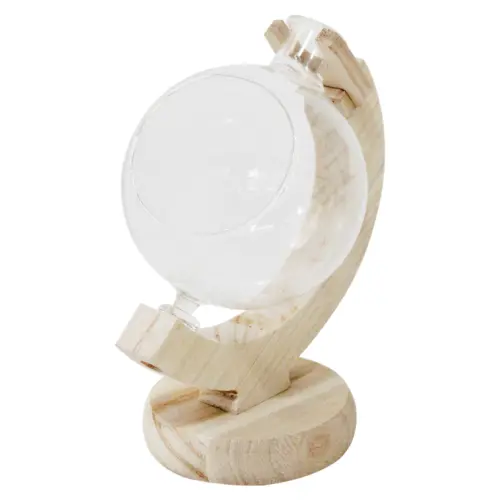 Esfera hidropónica de vidrio con base blanca de 12x8x16cm
