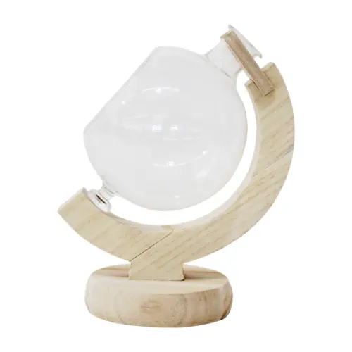 Esfera hidropónica de vidrio con base blanca de 12x8x16cm