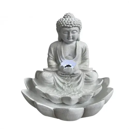 Fuente de Buda de poliresina con luz LED de 28.5×28.5x38cm