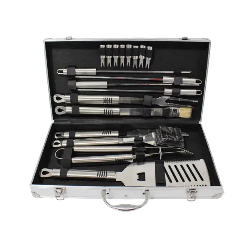 Estuche  para parrilla de acero inoxidable con 18 pzas