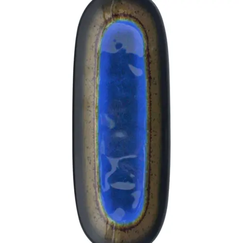 Charola oval de melamina azul con café de 26×9.5cm