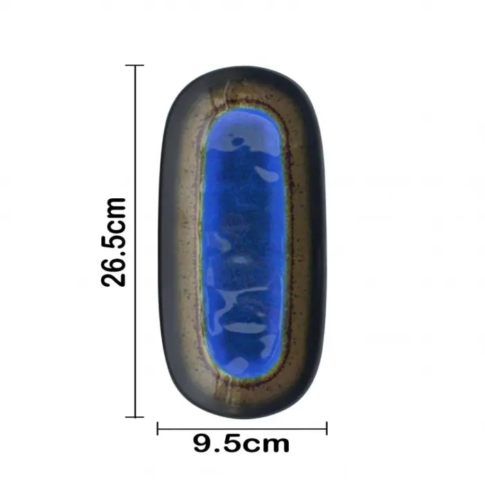 Charola oval de melamina azul con café de 26x9.5cm - Image 4