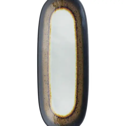 Charola oval de melamina blanco con café de 26×9.5cm