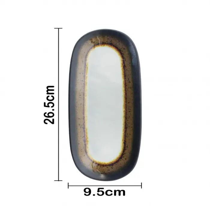 Charola oval de melamina blanco con café de 26x9.5cm - Image 4