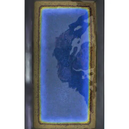 Plato rectangular de melamina azul con café de 32×17.5cm