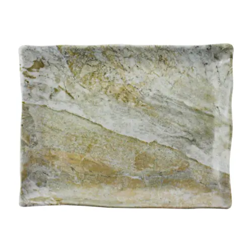 Plato rectangular de melamina tipo mármol de 27x21x3cm