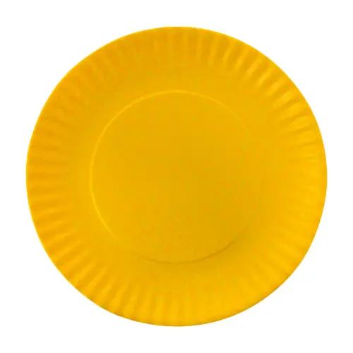 Plato de melamina amarillo diseño cartón de 28cm