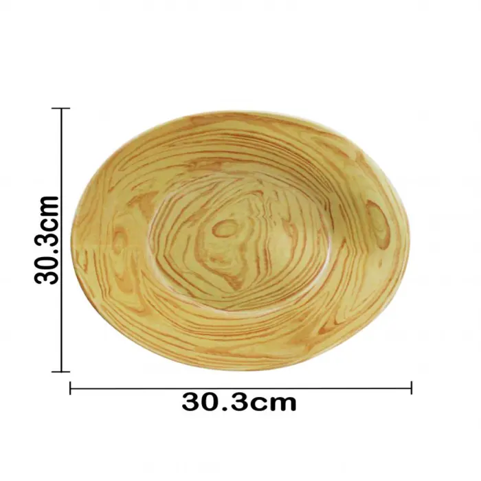 Bowl redondo de melamina tipo madera de 30.5cm - Image 4