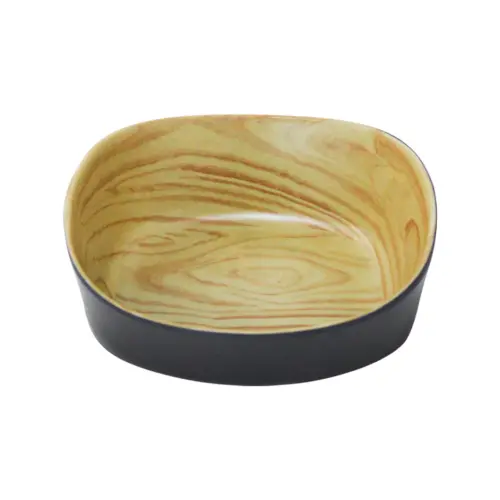 Bowl cuadrado de melamina tipo madera de 12.5cm