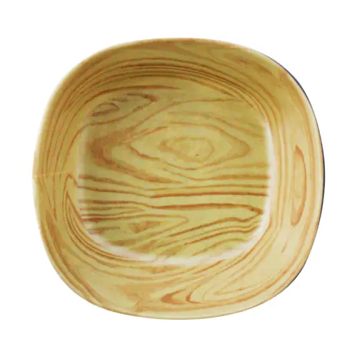 Bowl cuadrado de melamina tipo madera de 12.5cm
