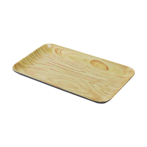 Charola rectangular de melamina tipo madera de 22x12cm