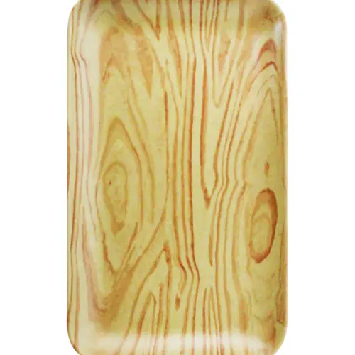 Charola rectangular de melamina tipo madera de 22x12cm
