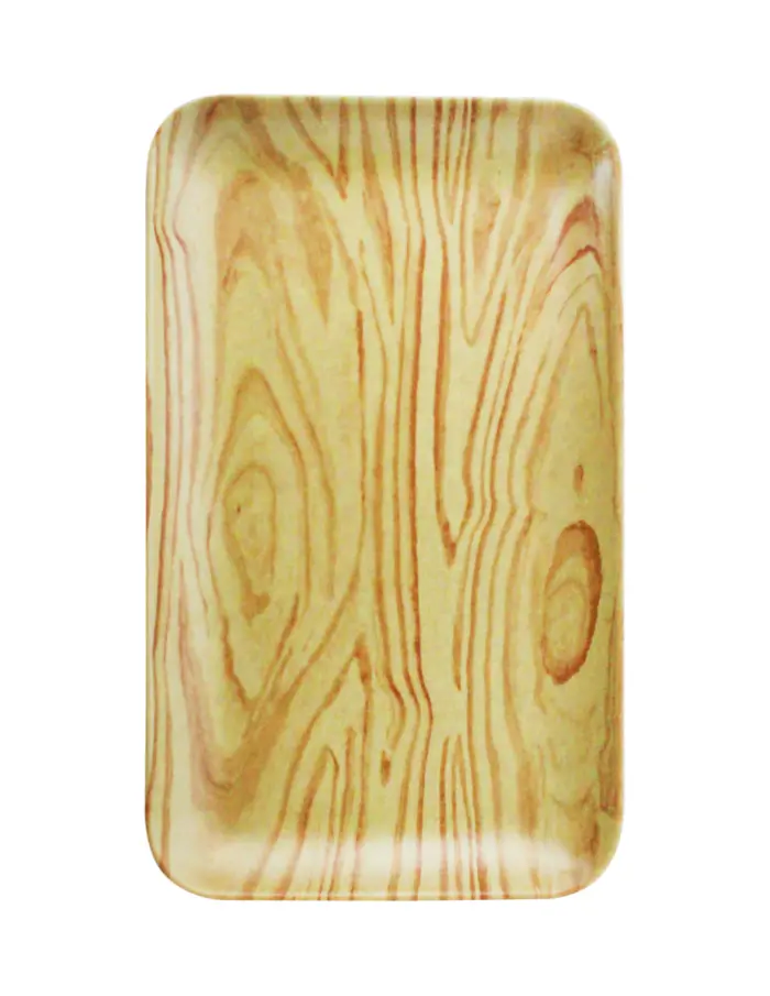 Charola rectangular de melamina tipo madera de 22x12cm - Image 2