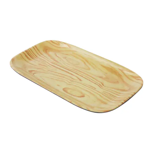 Charola rectangular de melamina tipo madera de 32.5×17.6×2.4cm
