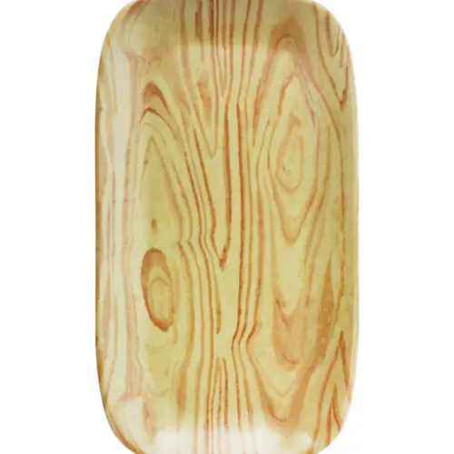 Charola rectangular de melamina tipo madera de 32.5×17.6×2.4cm