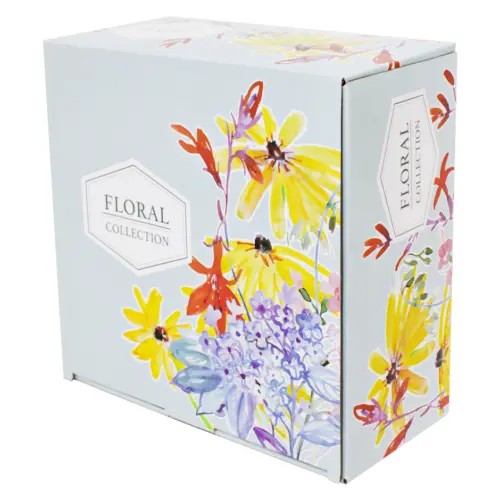 Juego de 4 tazas de porcelana con estampado de flores de colores de 10cm