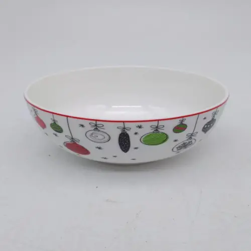 Bowl de cerámica estampado esferas navideñas de 14cm