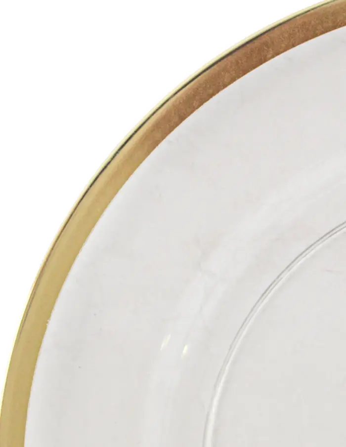 Plato de presentación de plástico transparente con orilla dorada de 33x33x1.5cm - Image 4