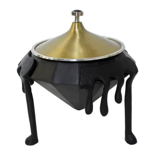 Buffetera de aluminio con acero negro con tapa dorada de 3 litros de40x40x39cm