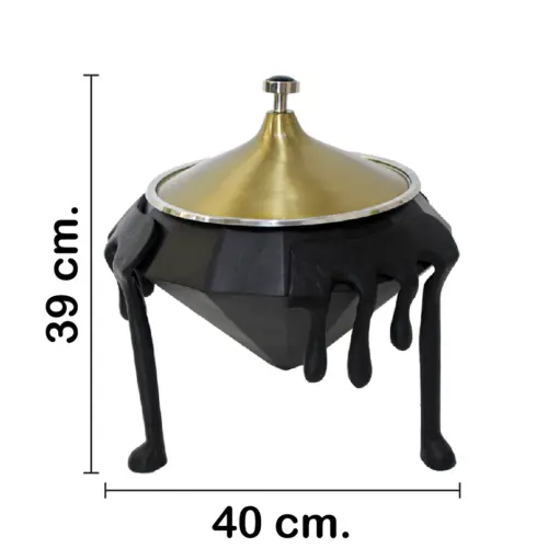 Buffetera de aluminio con acero negro con tapa dorada de 3 litros de40x40x39cm