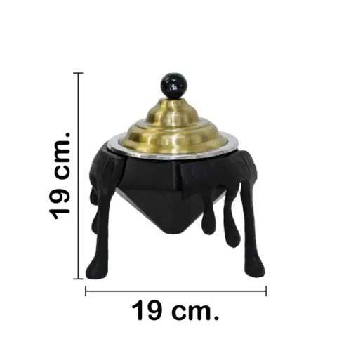 Buffetera de aluminio con acero negro con tapa dorada de19x19x19cm