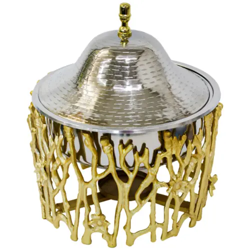 Buffetera de aluminio con acero dorado con plateado de 5 litros de34x34x38cm