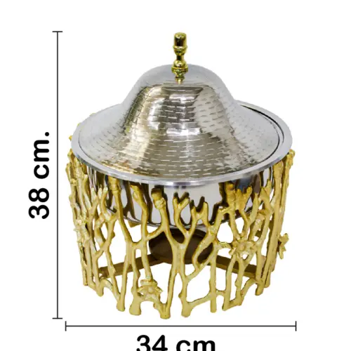 Buffetera de aluminio con acero dorado con plateado de 5 litros de34x34x38cm