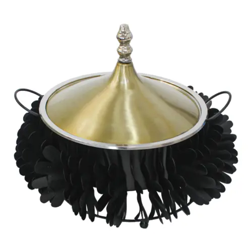 Buffetera de alumino con acero negro con dorado y plateado de 5 litros de 42x42x36cm