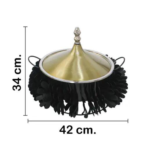Buffetera de alumino con acero negro con dorado y plateado de 5 litros de 42x42x36cm