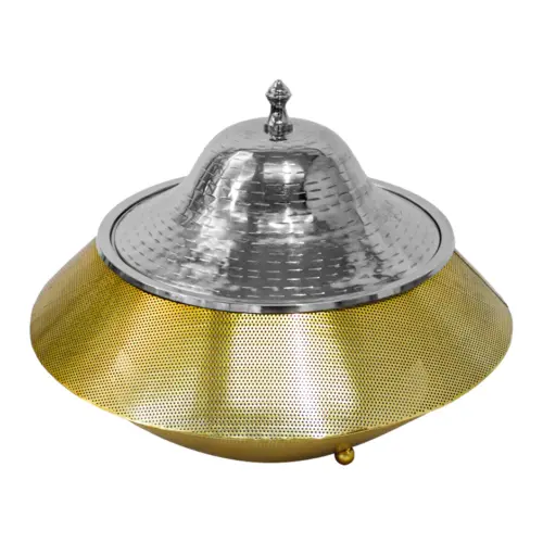 Buffetera de aluminio con acero dorado con plateado de 5 litros de 43x43x34cm