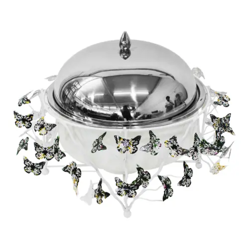 Buffetera de aluminio con acero plateado de 5 litros de 45x45x32cm
