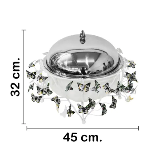 Buffetera de aluminio con acero plateado de 5 litros de 45x45x32cm